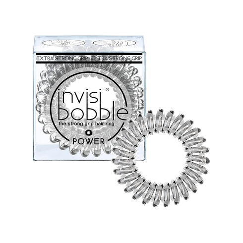 invisibobble Power Traceless Spiral Hair Ties, Pack of 3 Crystal Clear, Gentle for Thick Hair
