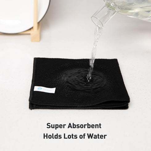 Black Microfiber Cleaning Cloth 13"x13", Ultra Soft Absorbent Rags for Housekeeping, Lint Free Reusable Cleaning Cloths