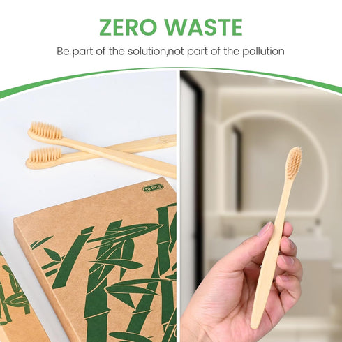 10 Pack Bamboo Toothbrushes with Soft Bristles, Biodegradable BPA Free Eco-Friendly Wooden Organic Toothbrush