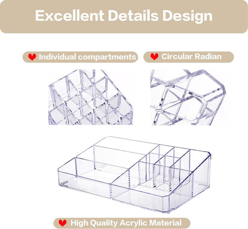 Clear Makeup Organizer, Tiered Skincare Organizer, Acrylic Lipstick Holder, Cosmetic Display Case for Bedroom Vanity