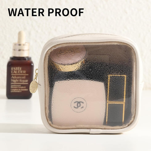 Small Clear Makeup Bag for Purse, Cosmetic Bag for Travel, Mini Organizer Bag for Accessories, White