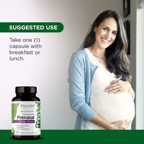 EMERALD LABS Prenatal 1-Daily Multi - Prenatal Multivitamin with Methylated Folate, Iron, 60 Vegetable Capsules