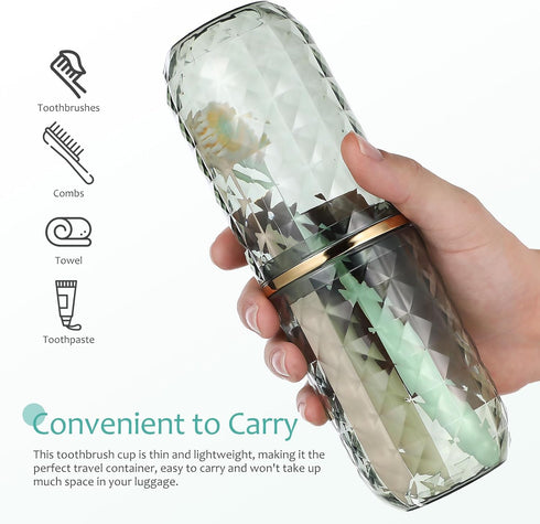 2PCS Travel Toothbrush Case, Portable Toothbrush Holder, Storage Container for Home, Bathroom, Trip, Green