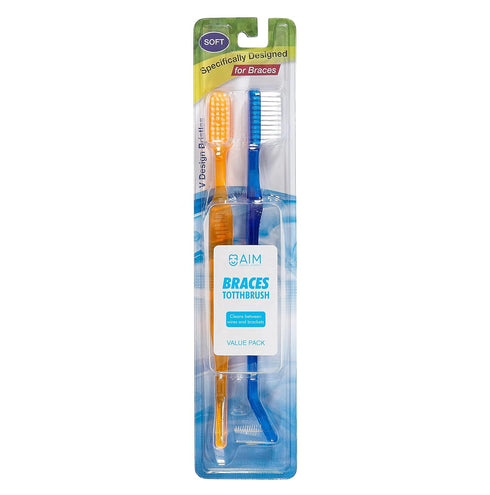 Toothbrush for Braces, Soft Head Braces Toothbrush, V Trimmed Design 2-Pack | Quick Orthodontic Cleaning | Deep Clean Braces at Home (Pack of 2)