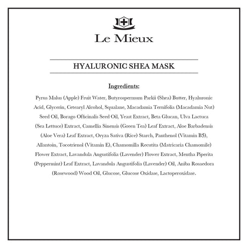 Le Mieux Hyaluronic Shea Mask, 2 oz, Hydrating Cream Mask for Dry & Mature Skin