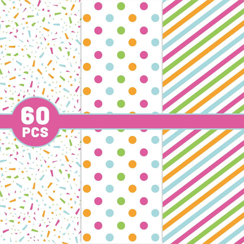 Whaline Tissue Paper Bulk, Polka Dots Stripe Wrapping Paper for Birthday DIY Party Crafts Weddings, 60 Sheets