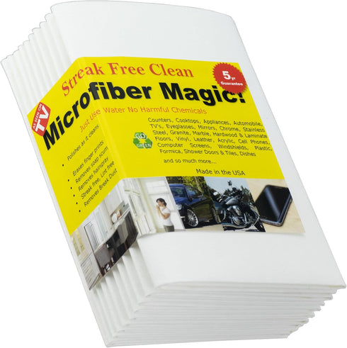 Microfiber Magic Streak Free Cleaning Cloth, 10 Pack | Clean Any Surface with Just Water, Eco Friendly
