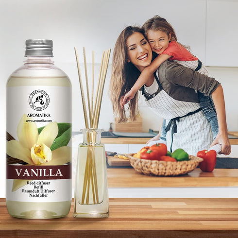 Vanilla Diffuser Refill with Natural Essential Vanilla Oil - 17 Fl Oz - Fresh & Long Lasting Fragrance for Aromatherapy