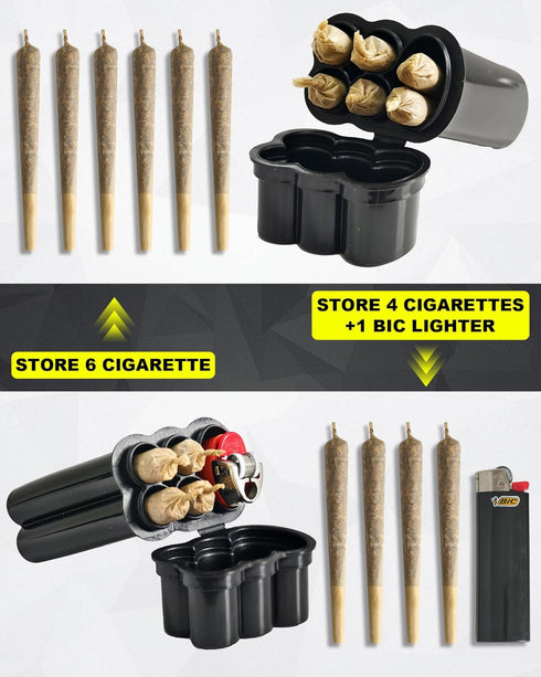Small Cigarette Case for Regular and 100s King Size, 4 Capacity, Smoking Accessories for 1-1/4 Size Pre Rolled Tobacco
