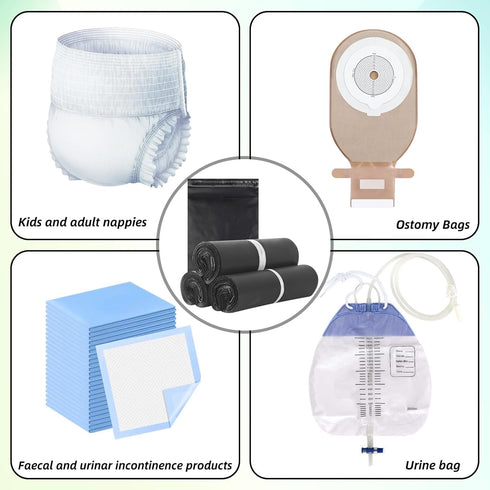 Sopoloray 300 Pack Bags,13.77x7.87 Inch Ostomy Disposal Odor Proof Leakproof Colostomy Waste Bags Disposable Pouches