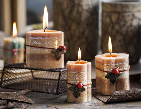 T-shin Flower Shaped Aroma Candle,Village Style Gradient Color Soy Wax Scented Candle for Table Photo Prop
