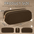Nylon Small Makeup Bag, Slim Cosmetic Zipper Pouch, Waterproof Travel Coin Pouch for Women, Girls, Teens (Brown)