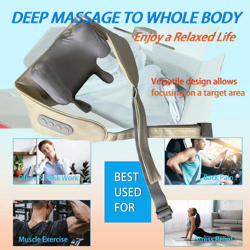 Neck and Shoulder Heat Massage, Cordless Deep Tissue 6D Expert Kneading Massage, Constant Temperature Heating, Wide