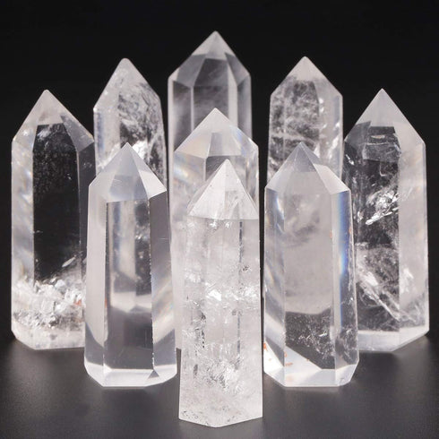 Rockcloud Pack of 3 Healing Crystal Wands, 6 Faceted Prism Bar Reiki Chakra Stones for Meditation