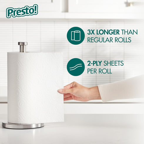 Amazon Brand - Presto! Flex-a-Size Paper Towels, 158 Sheet Huge Roll, 12 Rolls (2 Packs of 6), Equivalent to 38 Regular Rolls, White