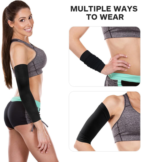 HEALLILY 1 Pair Black Slimming Arm Sleeves, Elastic Compression Arm Shapers for Women Weight Loss Post Surgical