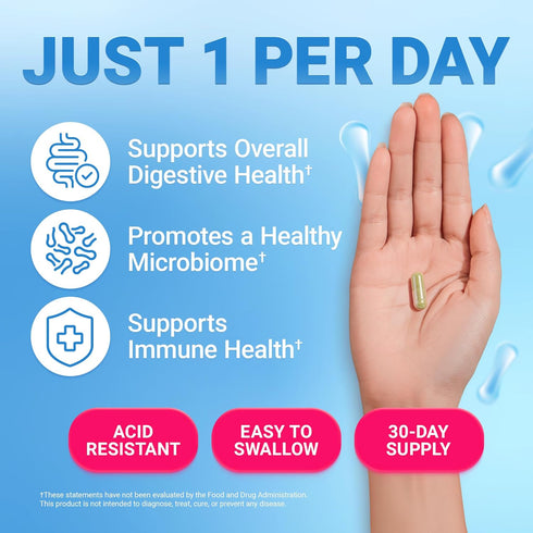Dr. Berg 60 Billion Probiotic Supplement - Pre and Probiotics for Digestive Health, 30 Probiotic Capsules