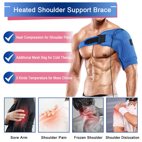 Heated Shoulder Support Brace - USB Electric Heating Pad for Rotator Cuff Pain Relief (S)