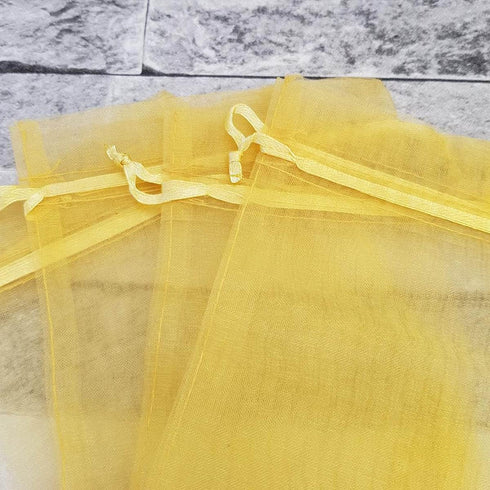100 Count Gift Organza Bags Gold Drawstring 5x7 Inch for Baby Shower, Christmas, Birthday Party Favors