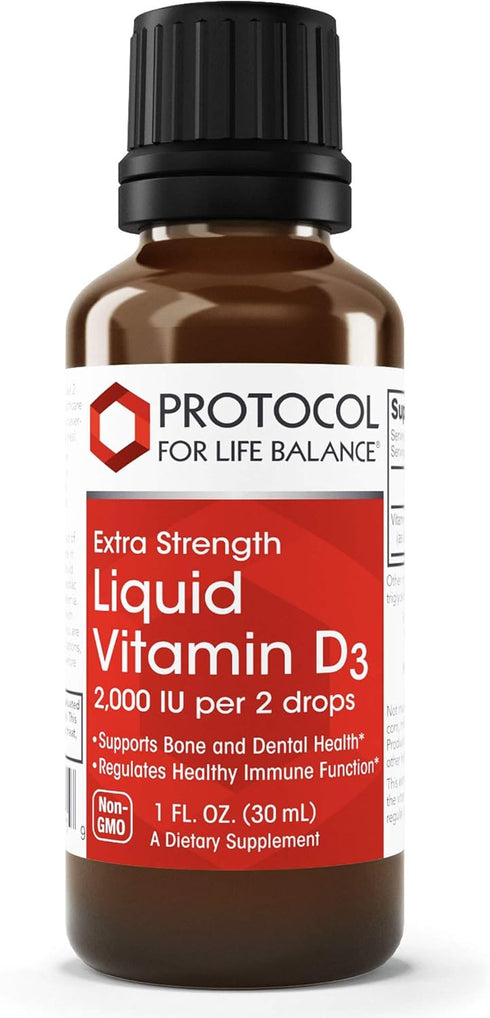 Protocol Liquid Vitamin D3 2,000 IU - Extra Strength for Bone & Teeth Support - 536 Servings, Non-GMO