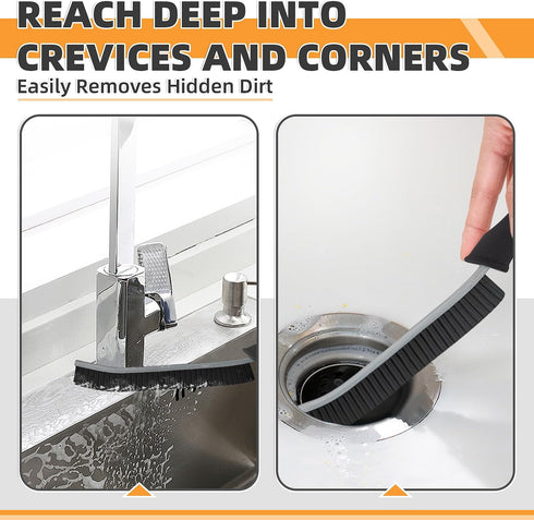 3 Pcs Hard Bristle Cleaning Brush Set, Grout Scrub Brush for Tile Crevice, Bathroom Kitchen Gap Cleaning Tools (Black)