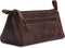 Makeup Bag for Travel - Slim Stylish Design, Genuine Leather Stationary Bag Fits in All Purses & Bags
