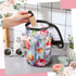 Sanwuta Flower Theme Clear Lotion Toiletry Bag, Waterproof PVC Makeup Case with Handle Zipper