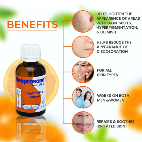 Neoprosone Vitamin C Serum for Face | 1 Fl oz / 30ml | Brightening Serum with Alpha Arbutin and Castor Oil