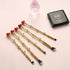 Rose Eye Makeup Brush Set - 5pcs Wand Brushes with Soft Synthetic Fiber for Eyebrow, Eyeshadow, Foundation, Gold