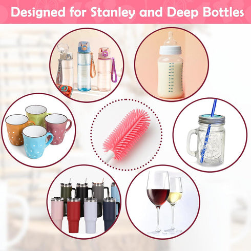 Set Mity rain Silicone Straw Cleaner Brush Includes Straw Cleaner for Stanley Cups, Long Brush and Cup Lid Wash, All