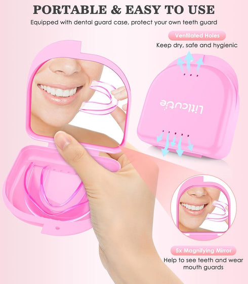 Mouth Guard for Grinding Teeth - 4 Pack Moldable Teeth Guard for Night Sleep, Ventilated Teeth Grinding Guard Box