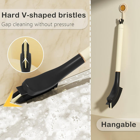 Hard Bristle Crevice Cleaning Brush, Long Handle Multifunctional Gap Cleaning Tool for Bathroom and Kitchen