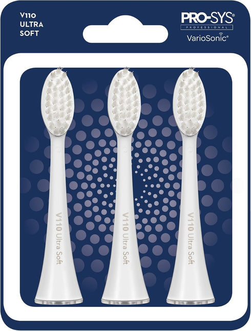 PRO-SYS White VarioSonic Electric Toothbrush Replacement Head, V110 Ultra Soft, Pack of