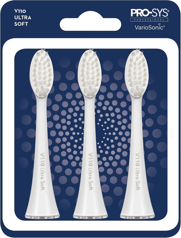PRO-SYS White VarioSonic Electric Toothbrush Replacement Head, V110 Ultra Soft, Pack of