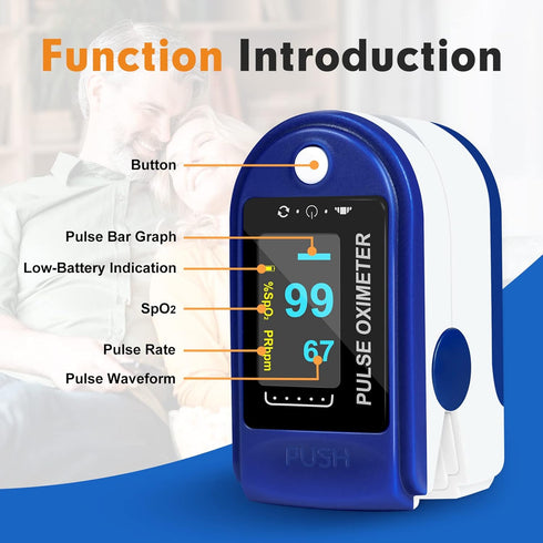 Easy@Home Fingertip Pulse Oximeter (Not for Medical Use), SpO2 Blood Oxygen Saturation Meter and Heart Rate Monitor