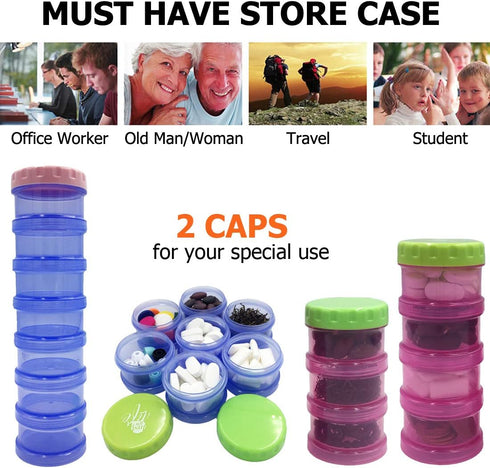 UVUBXT 7 Weekly Pill Organizer, Days Pill Case, Large Daily Travel Pill Case, Stackable Pill Box with Mosture Proof