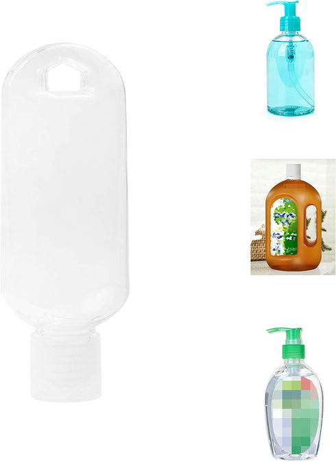 Kare & Kind 4x 4x 1x 50 ML Clear Portable Travel Bottles - Empty Containers, Carabiner/Retractable Lanyard, Sticker