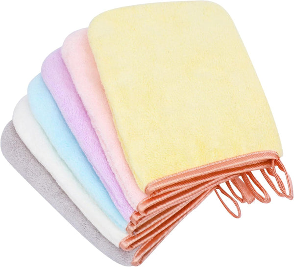 PHOGARY 6 Pack Microfiber Body Wash Mitts, Super Absorbent & Soft Bath Spa Cloth, 6 Colors