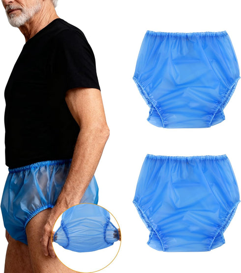Unisex Washable Adult Diaper Cover, Rubber Plastic Pants Waterproof Reusable, Advanced Anti-Leak Side Protection