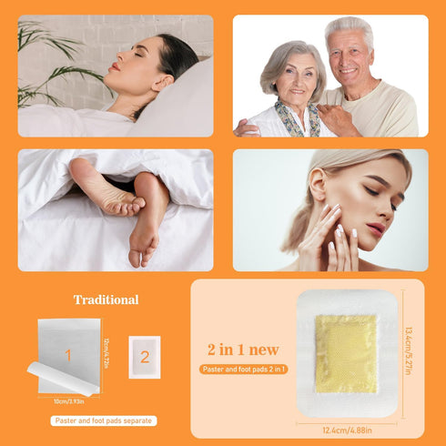 2 in 1 Ginger Foot Pads, 40 Pads Tear and Use, Premium Natural Ingredients with Adhesive Pads Sheet