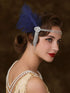 SWEETV Flapper Headbands, Womens 1920s Headpiece, Great Gatsby Inspired Feather Headband, Blue