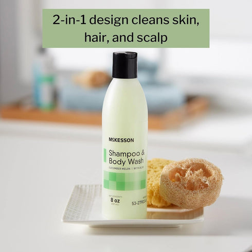 McKesson Body Wash and Shampoo, Aloe, Cucumber Melon Scent, 8 oz, 1 Count