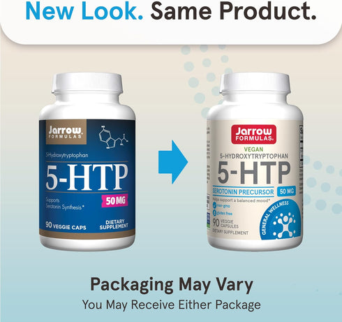 Jarrow Formulas 5-HTP, 90 Veggie Caps, Supports Melatonin Production & Serotonin Synthesis, Mental Health & Sleep
