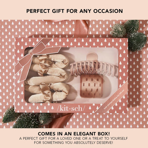 Kitsch Satin Heatless Hair Styling Gift Set - 5pc Satin Heatless Curling Set, Ceramic Thermal Hair Roller & Claw Clip