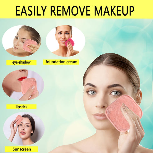 Reusable Makeup Remover Cloths - Soft Microfiber Facial Cleansing Pads for Face, Eye, Lips (12 Pack, Coral)