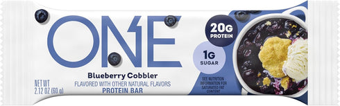 ONE Protein Bars, NEW Recipe Blueberry Cobbler, Gluten Free with 20g Protein, 1g Sugar, 2.12 oz (12 Count)
