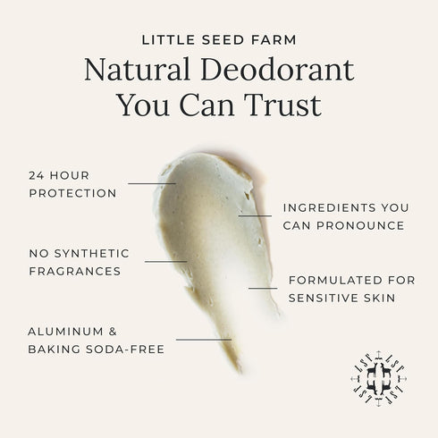 Little Seed Farm All Natural Deodorant Cream, Aluminum Free, 2.4 Ounce, Rosemary Patchouli