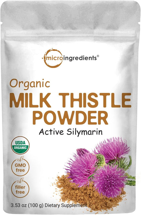 Organic Milk Thistle Powder, 3.5 oz, Herbal Liver Support Supplement, Non-GMO