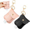 PEOVLVN 2Pcs Hand Sanitizer Holder Keychain, 60ml Portable Leather Sanitizer Travel Size Keychain