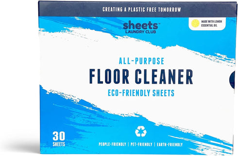 Sheets Laundry Club Liquidless Dissolvable Floor Cleaning Sheets - 30 Sheets, Lemon, Plant-Based Cleaning Agents